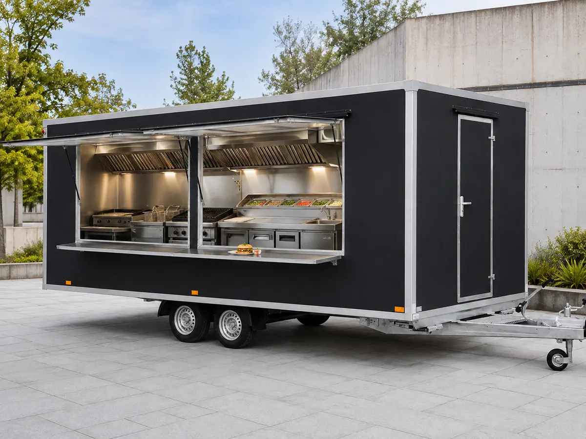 Μεγάλη ρυμουλκούμενη καντίνα για street food και grill